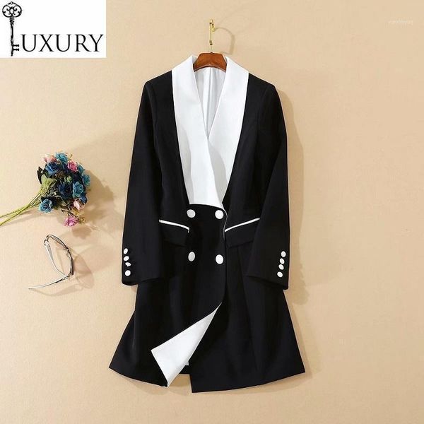 casual dresses quality blazer high 2021 autumn women v-neck black white color block patchwork long sleeve business dress female, Black;gray
casual dresses quality blazer high 2021 autumn women v-neck black white color block patchwork long sleeve business dress female, Black;gray