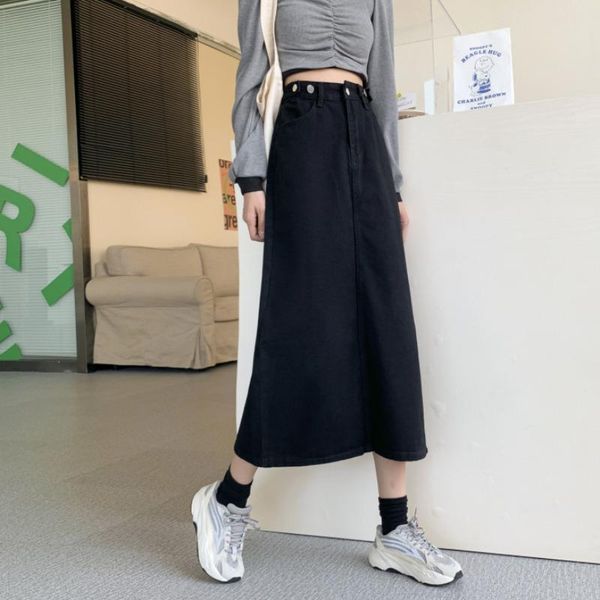 skirts long skirt spring 2021 korean style high waist slim mid-length denim a-line women, Black
skirts long skirt spring 2021 korean style high waist slim mid-length denim a-line women, Black