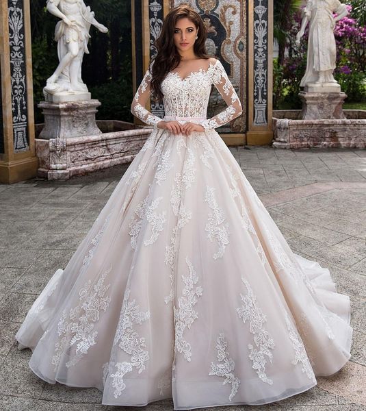 2021 new sleeve button come applique off the shoulder train wedding dress ru2t, White
2021 new sleeve button come applique off the shoulder train wedding dress ru2t, White
