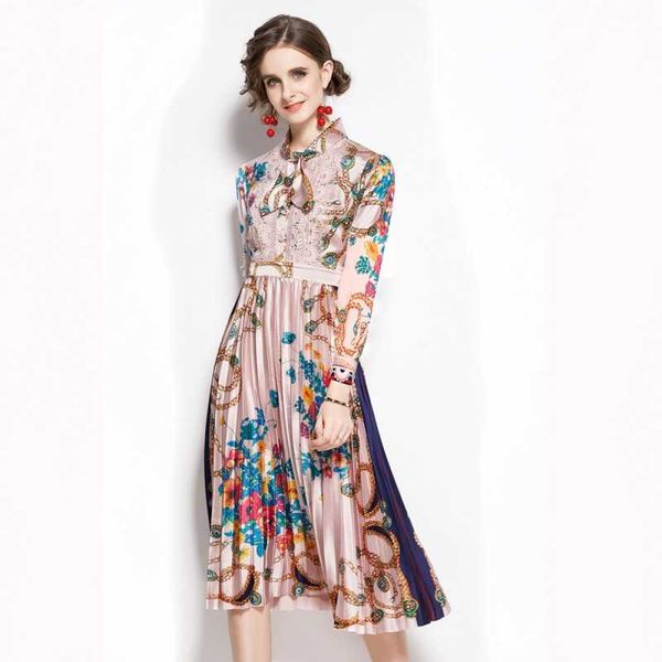 arrival runway women's printed pleated bow tie collar elegant office ladies shirt midi party dress vestidos 210529, Black;gray
arrival runway women's printed pleated bow tie collar elegant office ladies shirt midi party dress vestidos 210529, Black;gray