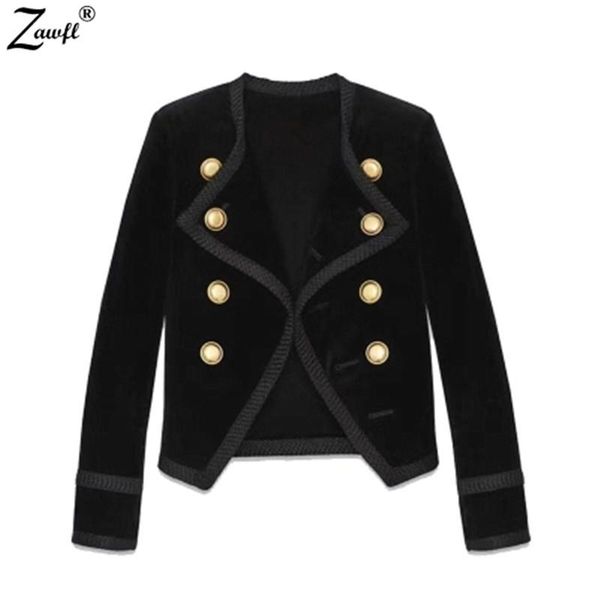 runway autumn winter women jacket coat 2021 designer black velvet double-breasted long sleeve slim short coat, Black;brown
runway autumn winter women jacket coat 2021 designer black velvet double-breasted long sleeve slim short coat, Black;brown