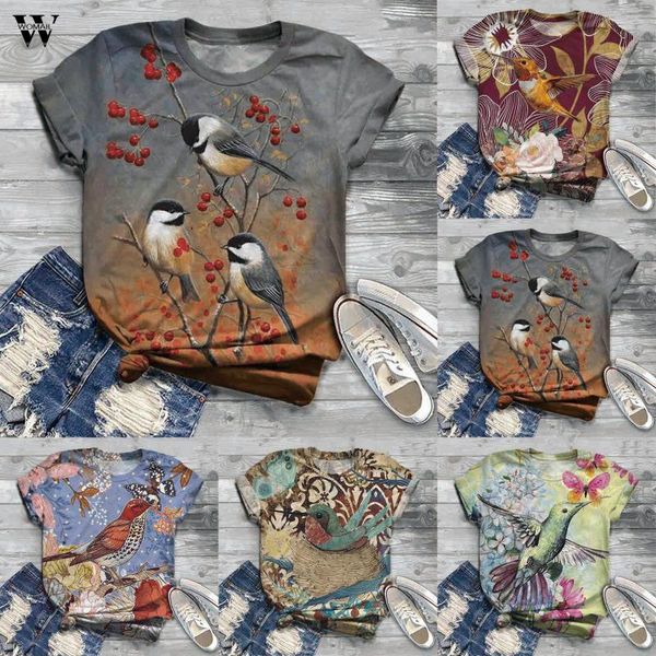 women's t-shirt summer shirt women fashion comfy cute bird printed short sleeve round neck casual streetwear oversize female shirts, White
women's t-shirt summer shirt women fashion comfy cute bird printed short sleeve round neck casual streetwear oversize female shirts, White