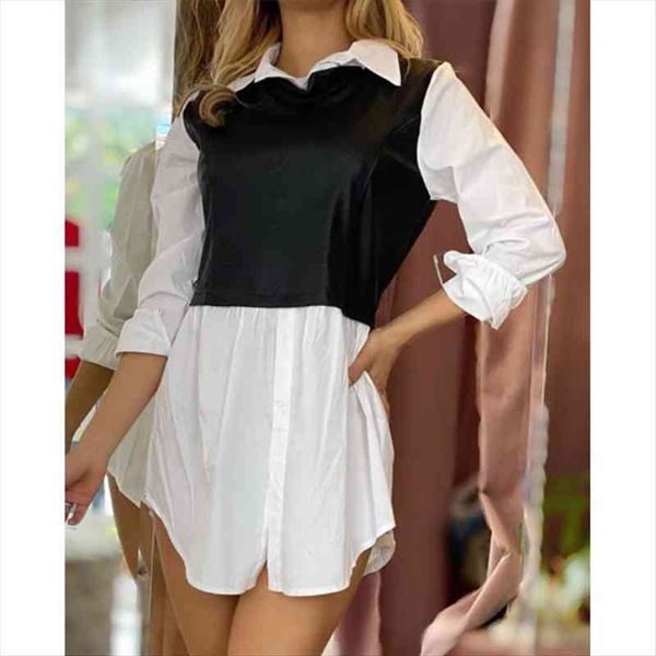 pu asymmetrical patchwork short womens dress shirt spring turn-down collar button long sleeve white loose mini dresses, Black;gray
pu asymmetrical patchwork short womens dress shirt spring turn-down collar button long sleeve white loose mini dresses, Black;gray