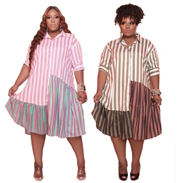 plus size clothing for women shirts dress summer wholesale patchwork striped office lady sale midi dresses drop 211106, Black
plus size clothing for women shirts dress summer wholesale patchwork striped office lady sale midi dresses drop 211106, Black