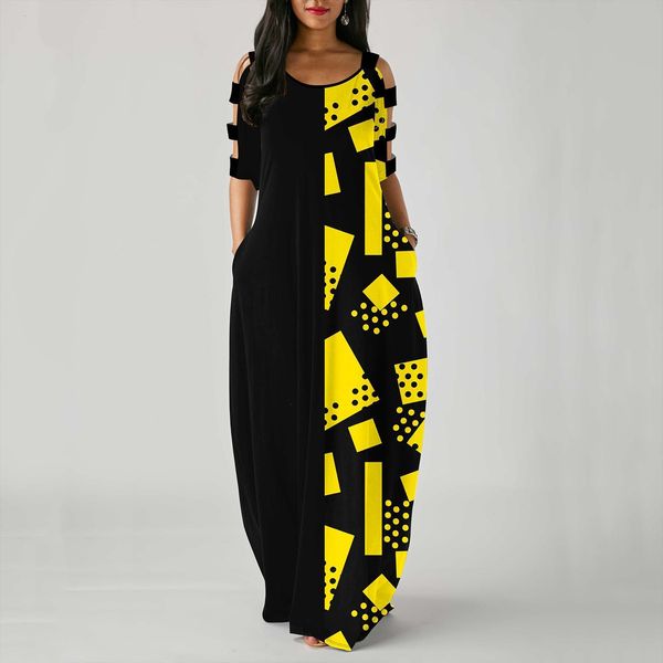 round neck solid color side women dress pocket ladder cutout sleeve maxi plus size long loose casual mujer robe, Black;gray
round neck solid color side women dress pocket ladder cutout sleeve maxi plus size long loose casual mujer robe, Black;gray
