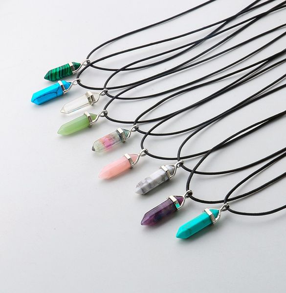 natural stone reiki healing hexagonal bullet opal amethysts quartz pink crystal chakra pendulum pu chain necklace, Silver
natural stone reiki healing hexagonal bullet opal amethysts quartz pink crystal chakra pendulum pu chain necklace, Silver