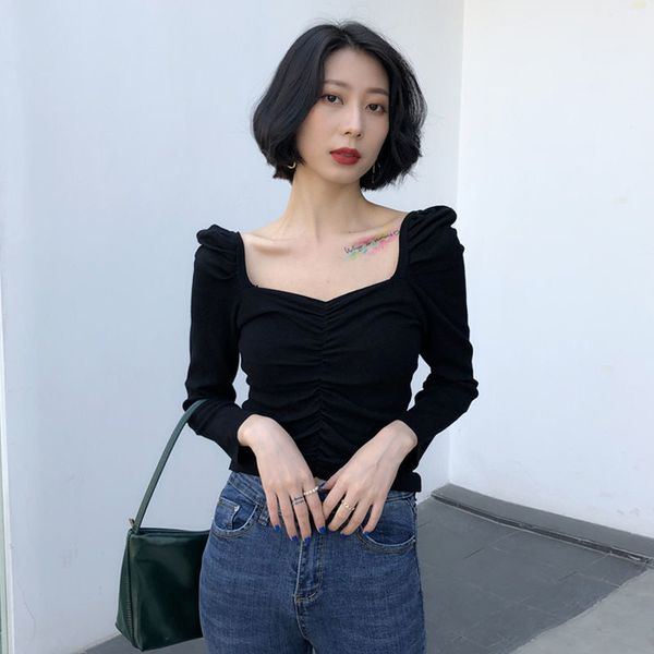 solid t-shirts women's cleavage v puff manga t femme summer 2021 skinny casual korean women fit ladies' i5b0, White
solid t-shirts women's cleavage v puff manga t femme summer 2021 skinny casual korean women fit ladies' i5b0, White