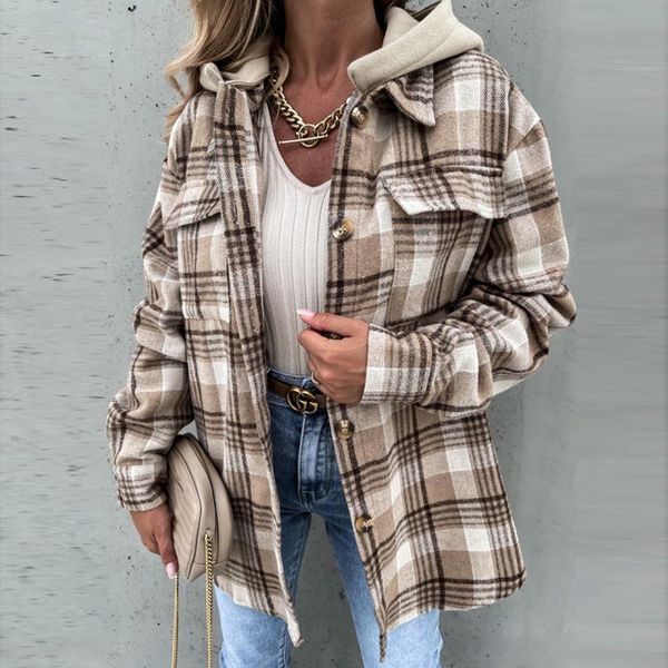 women's jackets casual loose hooded outerwears spring autumn elegant office cardigan women fashion plaid print patchwork jacket coats, Black;brown
women's jackets casual loose hooded outerwears spring autumn elegant office cardigan women fashion plaid print patchwork jacket coats, Black;brown