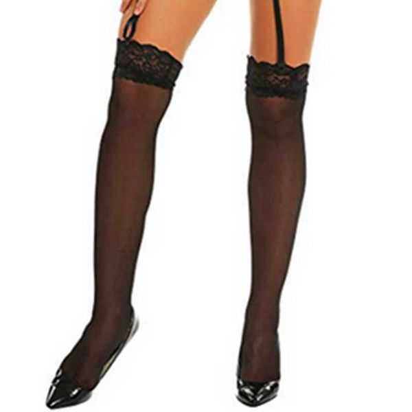 women's fun underwear uniform temptation transparent lace long tube thigh stockings, Black;white
women's fun underwear uniform temptation transparent lace long tube thigh stockings, Black;white