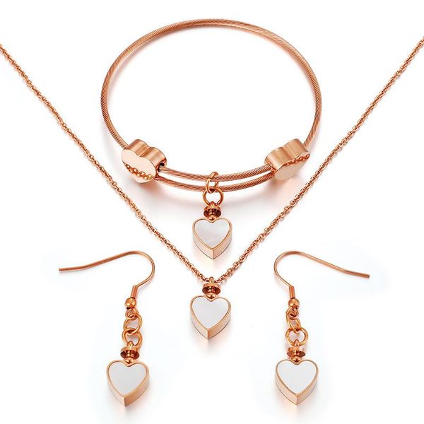 earrings & necklace stylish rose gold plated titanium steel white shell heart-shaped women's jewelry multi-combination optional, Silver
earrings & necklace stylish rose gold plated titanium steel white shell heart-shaped women's jewelry multi-combination optional, Silver