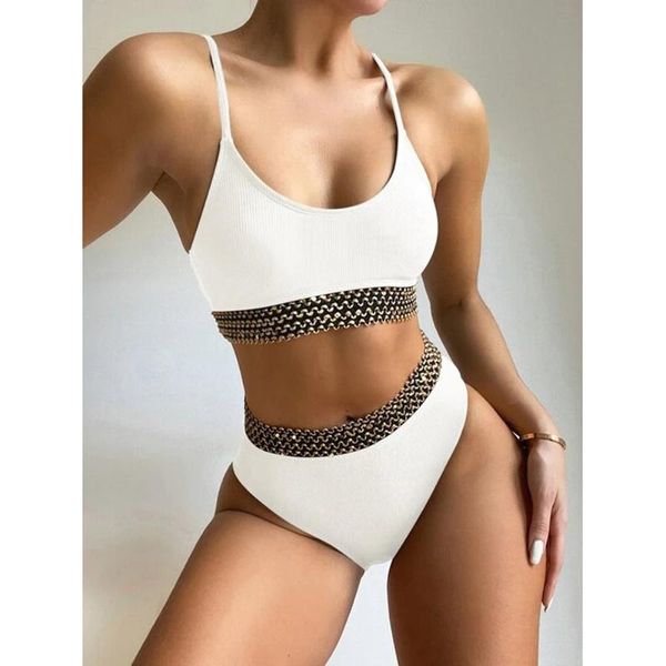 women's swimwear ribbed bikini set high wasted swimsuit women sport female black beadeau 2 pieces bathing suit bikinis 2021 mujer, White;black
women's swimwear ribbed bikini set high wasted swimsuit women sport female black beadeau 2 pieces bathing suit bikinis 2021 mujer, White;black