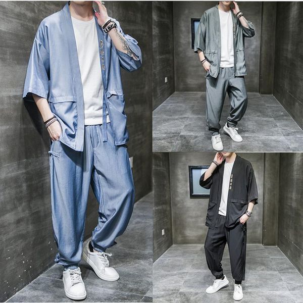 japanese style kimono haori set for man casual solid hip hop streetwear 2pcs samurai summer sunscreen coat wide leg trousers, Red
japanese style kimono haori set for man casual solid hip hop streetwear 2pcs samurai summer sunscreen coat wide leg trousers, Red