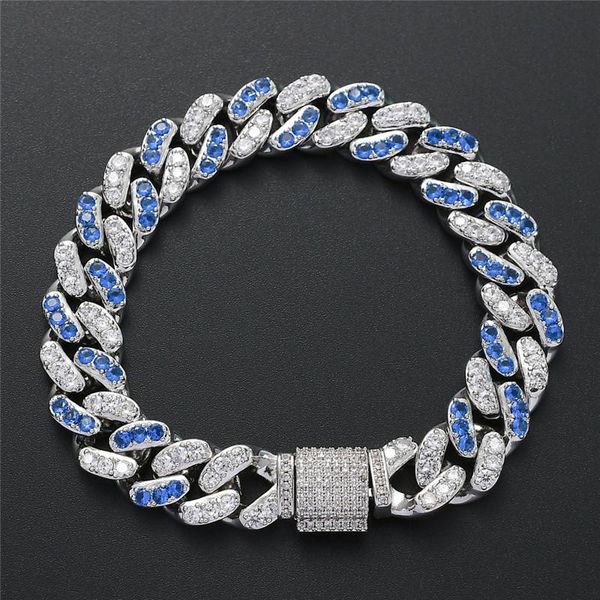 link, chain charm iced out bling white blue cz cuban link bracelets for rapper hip hop jewellery accessories, Black
link, chain charm iced out bling white blue cz cuban link bracelets for rapper hip hop jewellery accessories, Black