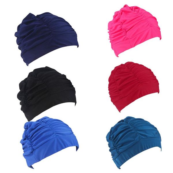 swimming caps hat women girls long hair bathing cap stretch drape fashion pleated casual solida30321
swimming caps hat women girls long hair bathing cap stretch drape fashion pleated casual solida30321