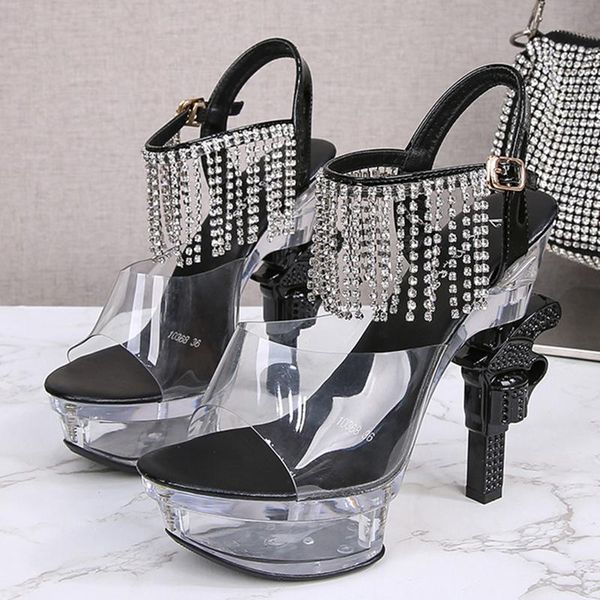 high heel sandals clear high heels platform diamond sandals striped women's shoes summer gladiator heels pole dance, Black
high heel sandals clear high heels platform diamond sandals striped women's shoes summer gladiator heels pole dance, Black