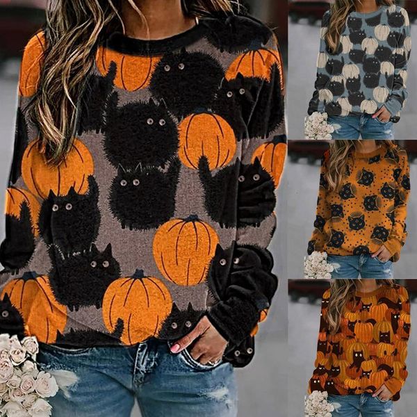 mujer de moda otoño invierno 2021 women's funny halloween print long-sleeved sweatshirt casual blouse pullover polerones mujer, Black 
mujer de moda otoño invierno 2021 women's funny halloween print long-sleeved sweatshirt casual blouse pullover polerones mujer, Black