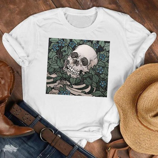 women lady cartoon skull flower printing short sleeve fashion shirt clothes tshirt female print t tee womens graphic t-shirt, White
women lady cartoon skull flower printing short sleeve fashion shirt clothes tshirt female print t tee womens graphic t-shirt, White