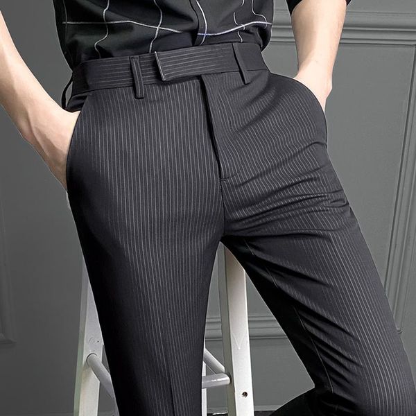 men's suits & blazers 2021 spring autumn business casual trousers striped formal dress pants men slim fit fashion suit f140, White;black
men's suits & blazers 2021 spring autumn business casual trousers striped formal dress pants men slim fit fashion suit f140, White;black