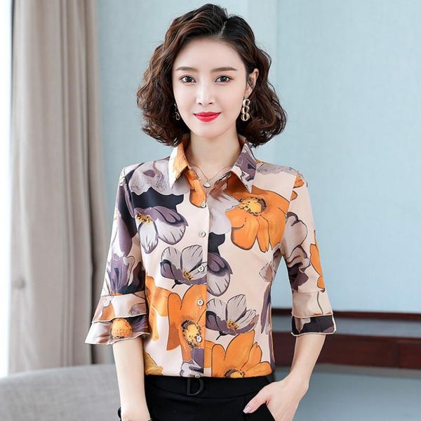 women's blouses & shirts three quarter sleeve shirt women summer office floral printed leisure lapel slim autumn korean blusas mujer, White
women's blouses & shirts three quarter sleeve shirt women summer office floral printed leisure lapel slim autumn korean blusas mujer, White