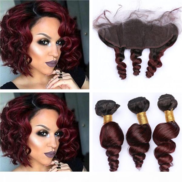 #1b 99j wine red ombre brazilian hair 3bundles loose wave with frontal burgundy ombre wavy human hair 13x4 lace frontal closure with weaves, Black;brown
#1b 99j wine red ombre brazilian hair 3bundles loose wave with frontal burgundy ombre wavy human hair 13x4 lace frontal closure with weaves, Black;brown
