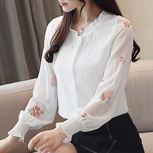 women's blouses & shirts 2021 spring long-sleeved embroidered shirt wild korean version of the fairy heart machine top, White
women's blouses & shirts 2021 spring long-sleeved embroidered shirt wild korean version of the fairy heart machine top, White