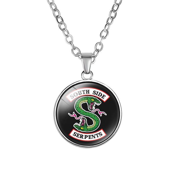 tv show riverdale south side serpents fashion glass metal snake pendant neckalce for women men round necklace, Silver
tv show riverdale south side serpents fashion glass metal snake pendant neckalce for women men round necklace, Silver