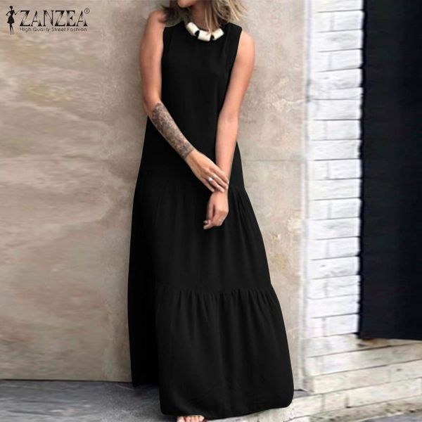 casual dresses women's summer sundress 2022 elegant solid ruffle dress sleeveless maxi vestidos female o neck robe, Black;gray
casual dresses women's summer sundress 2022 elegant solid ruffle dress sleeveless maxi vestidos female o neck robe, Black;gray