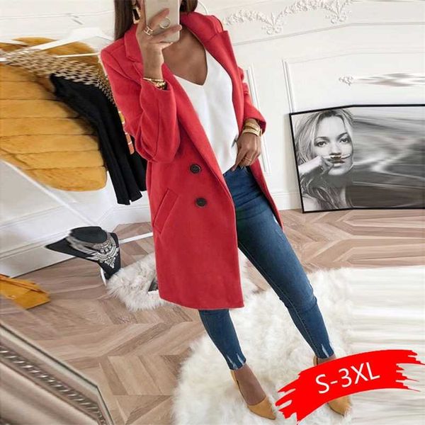 women's autumn coat woollen blends overcoats autumn winter long sleeve casual oversize outwear jackets coat drop 211020, Black
women's autumn coat woollen blends overcoats autumn winter long sleeve casual oversize outwear jackets coat drop 211020, Black
