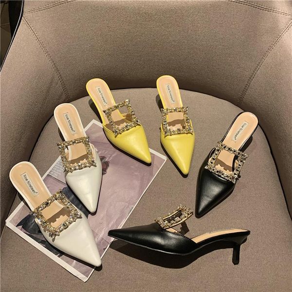 slippers elegant women sandals rhinestone shallow slides thin high heels party pumps yellow size 35-39, Black
slippers elegant women sandals rhinestone shallow slides thin high heels party pumps yellow size 35-39, Black