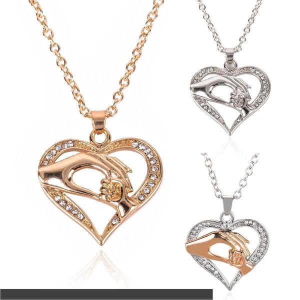 vintage collare mother child necklaces shellhard crystal hand in hand heart shaped pendant necklace love family jewelry gift, Silver
vintage collare mother child necklaces shellhard crystal hand in hand heart shaped pendant necklace love family jewelry gift, Silver