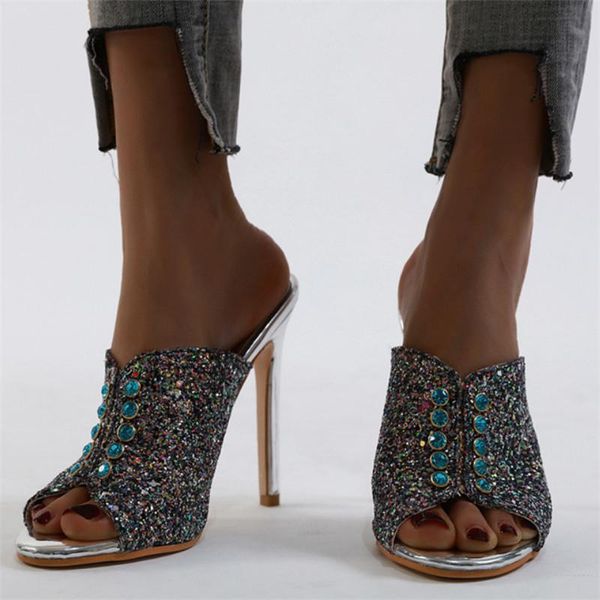 dress shoes nice summer high heels slippers sandals women vogue bling crystal peep toe slip on silver slides party female, Black
dress shoes nice summer high heels slippers sandals women vogue bling crystal peep toe slip on silver slides party female, Black