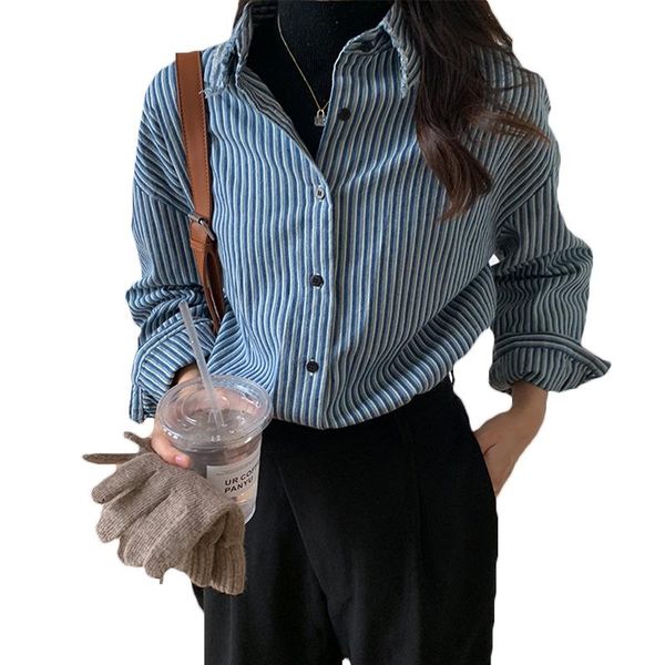 women's blouses & shirts retro distressed striped long-sleeved shirt women 2021 spring autumn korean loose for blouse 74b, White
women's blouses & shirts retro distressed striped long-sleeved shirt women 2021 spring autumn korean loose for blouse 74b, White