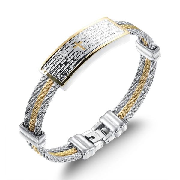 bangle bible cross wire braided bracelet hypoallergenic men's punk stainless steel, Black
bangle bible cross wire braided bracelet hypoallergenic men's punk stainless steel, Black