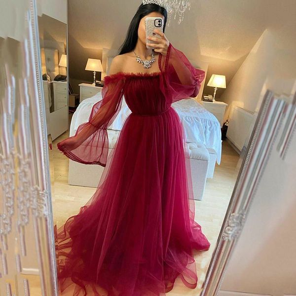 purple tulle maxi prom dresses pleat puff sleeves a-line party women formal evening gowns, Black
purple tulle maxi prom dresses pleat puff sleeves a-line party women formal evening gowns, Black