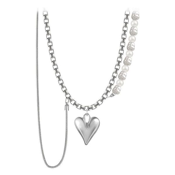 pendant necklaces potcet women's stainless steel pearl love titanium necklace clavicle chain fashion hip hop party jewelry, Silver
pendant necklaces potcet women's stainless steel pearl love titanium necklace clavicle chain fashion hip hop party jewelry, Silver