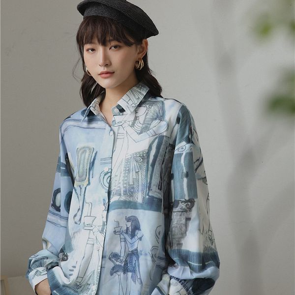 2021 new pope vintage print blue long button down shirt loose lantern sleeve blouse fall clothing n9hq, White
2021 new pope vintage print blue long button down shirt loose lantern sleeve blouse fall clothing n9hq, White