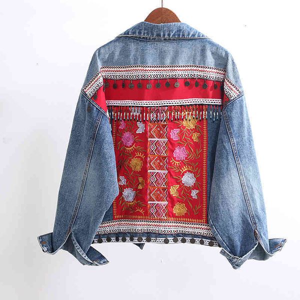 women's jackets boho embroidery denim women tassel patch outerwear vintage oversized loose chaquetas mujer jeans female stree sbmu, Black;brown
women's jackets boho embroidery denim women tassel patch outerwear vintage oversized loose chaquetas mujer jeans female stree sbmu, Black;brown