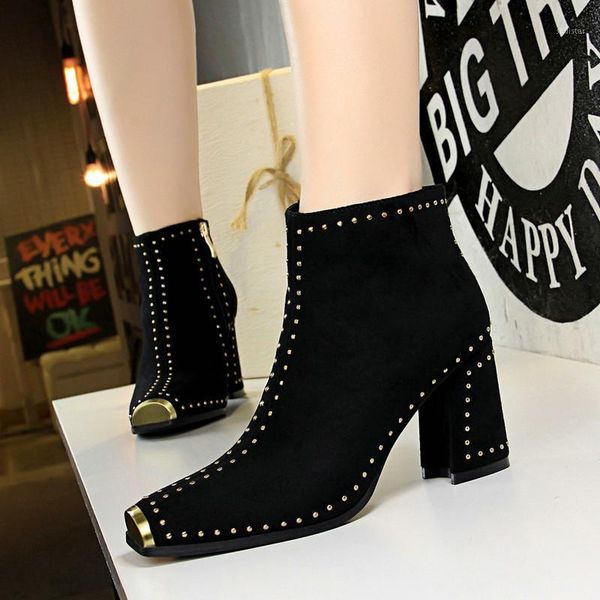 boots square toe high heels ankle length riveted women autumn winter metal design ladies shoes 68621, Black
boots square toe high heels ankle length riveted women autumn winter metal design ladies shoes 68621, Black