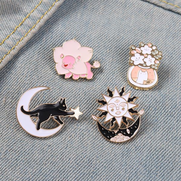 cartoon sun and moon cat flower brooches pins oil drop alloy enamel star animal lapel pins women men geometric cowboy bags clothing badge ac, Gray
cartoon sun and moon cat flower brooches pins oil drop alloy enamel star animal lapel pins women men geometric cowboy bags clothing badge ac, Gray