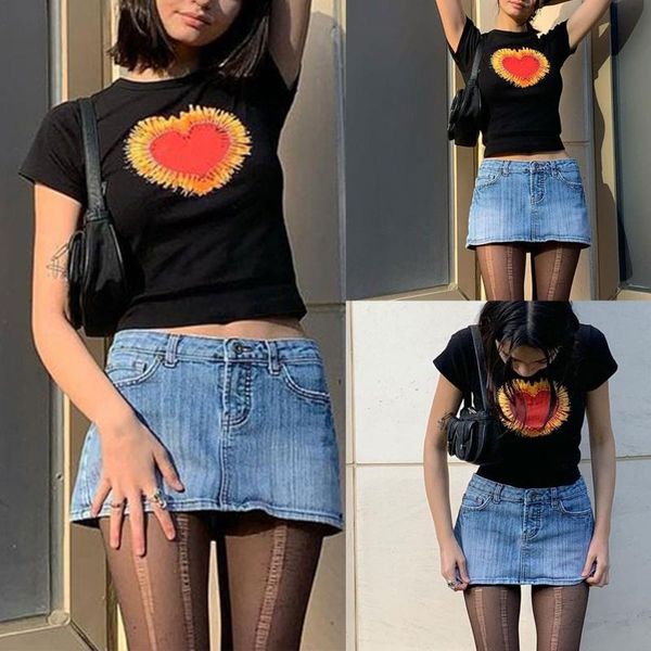 women's t-shirt summer casual slim women ladies heart pattern printed short sleeve round neck wild chic trendy shirt daily wear crop to, White
women's t-shirt summer casual slim women ladies heart pattern printed short sleeve round neck wild chic trendy shirt daily wear crop to, White