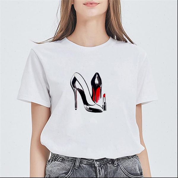fashion women t shirt high heel trendy female tee shirts lipstick printed trumblr female short sleeved tee, White
fashion women t shirt high heel trendy female tee shirts lipstick printed trumblr female short sleeved tee, White