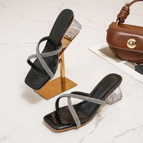 slippers the summer 2021 fashion all-match bright diamond with square crystal and women's flip-flops kitten heels, Black
slippers the summer 2021 fashion all-match bright diamond with square crystal and women's flip-flops kitten heels, Black