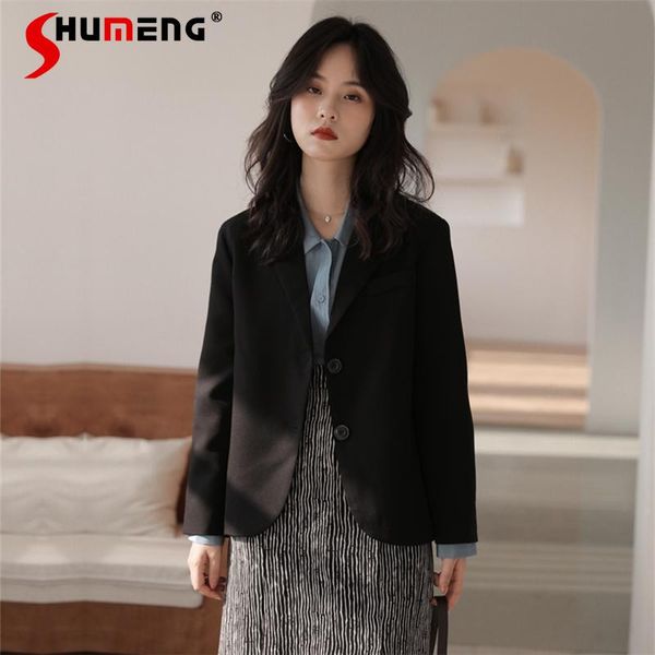 women's suits & blazers elegant dark black single breasted short office ladies 2021 fall loose long sleeve suit collar coat female, White;black
women's suits & blazers elegant dark black single breasted short office ladies 2021 fall loose long sleeve suit collar coat female, White;black