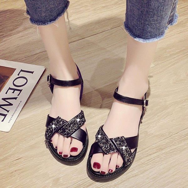 sandals summer cross strap crystal women 2021 comfortable low heel open toe sandalias woman soft bottom casual shoes lady, Black
sandals summer cross strap crystal women 2021 comfortable low heel open toe sandalias woman soft bottom casual shoes lady, Black