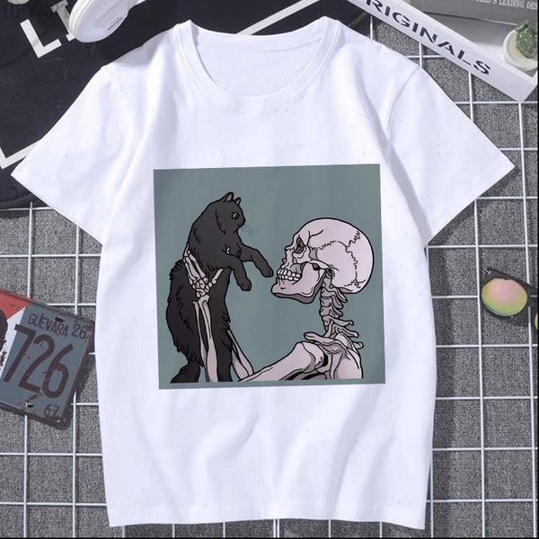 fun horro skull and cute cat printed femal t shirt cartoon kawaii fashion t shirt women harajuku short sleeve clothes, White
fun horro skull and cute cat printed femal t shirt cartoon kawaii fashion t shirt women harajuku short sleeve clothes, White