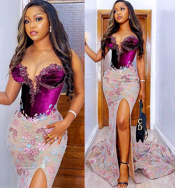 2021 plus size arabic aso ebi sheer neck mermaid prom dresses lace beaded high split evening formal party second reception gowns dress zj660, Black
2021 plus size arabic aso ebi sheer neck mermaid prom dresses lace beaded high split evening formal party second reception gowns dress zj660, Black
