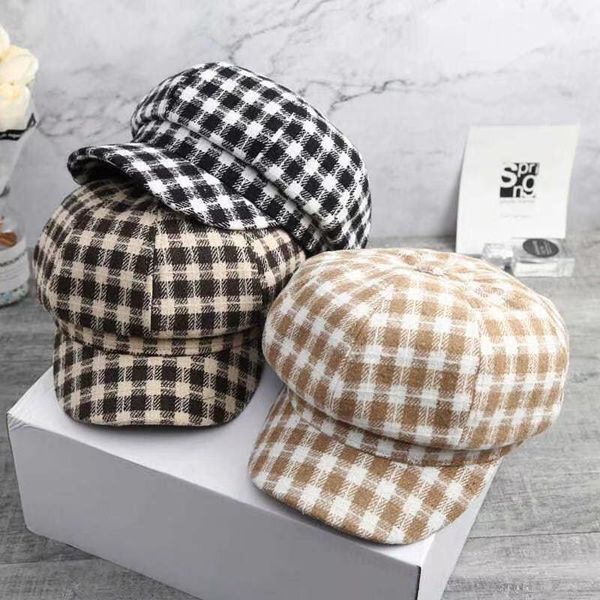 new beret small fragrance lattice octagonal british fashion navy hat versatile painter duck tongue hat female, Blue;gray
new beret small fragrance lattice octagonal british fashion navy hat versatile painter duck tongue hat female, Blue;gray
