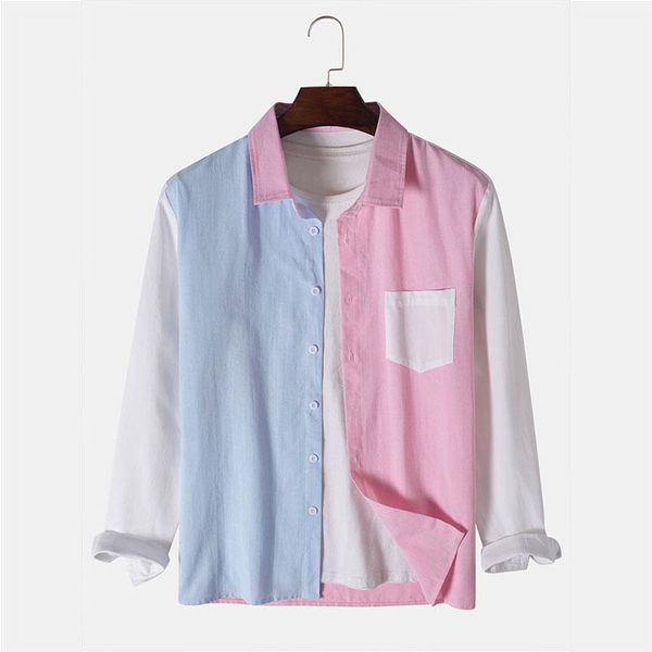 men's casual shirts lapel collar patch shirt fall fashion button pocket long sleeve color block 2021, White;black
men's casual shirts lapel collar patch shirt fall fashion button pocket long sleeve color block 2021, White;black