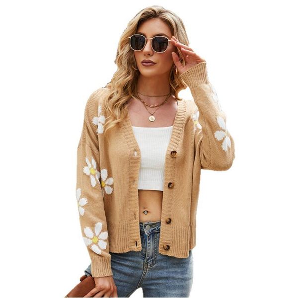 women's knits & tees women knitted cardigan sweater autumn winter long sleeve v-neck button-down coat lady casual daisy pattern knit ja, White
women's knits & tees women knitted cardigan sweater autumn winter long sleeve v-neck button-down coat lady casual daisy pattern knit ja, White