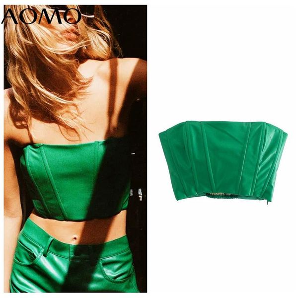 women's tanks & camis aomo women green faux leather bralette crop strapless backless short shirts female casual solid je234a, White
women's tanks & camis aomo women green faux leather bralette crop strapless backless short shirts female casual solid je234a, White